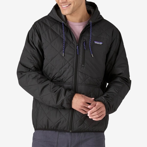 Patagonia Diamond Quilted Bomber Hoody Small Men’s Black Puffer Jacket S - Picture 1 of 11